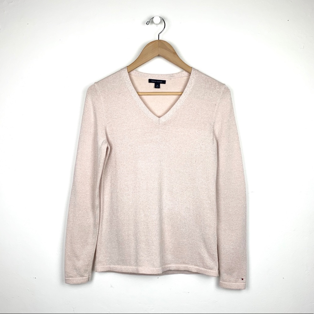 TOMMY‎ HILFIGER Shimmery V-Neck Pullover Sweater